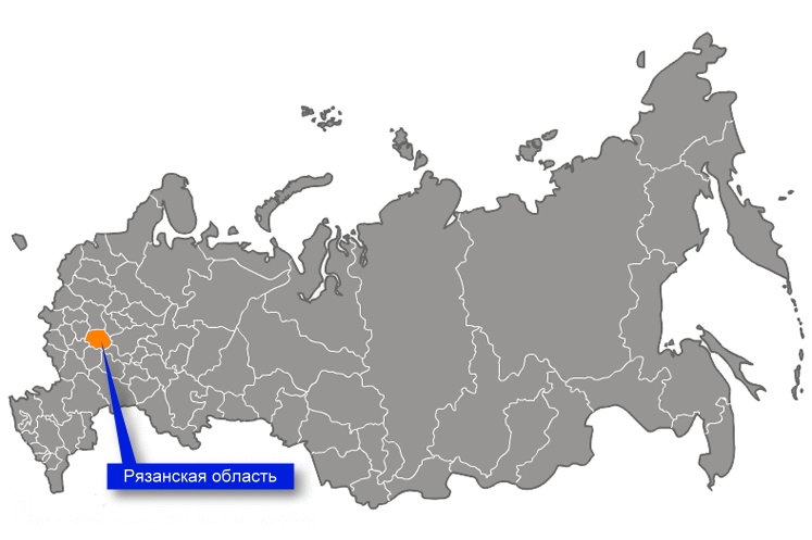 Рязанская область на карте России, Такси из Москвы в Рязанскую область